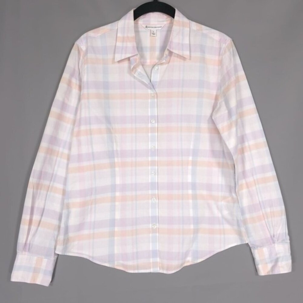 BROOKS BROTHERS Women's Shirt Size 6 Plaid Check Cotton Pastel Multicolor